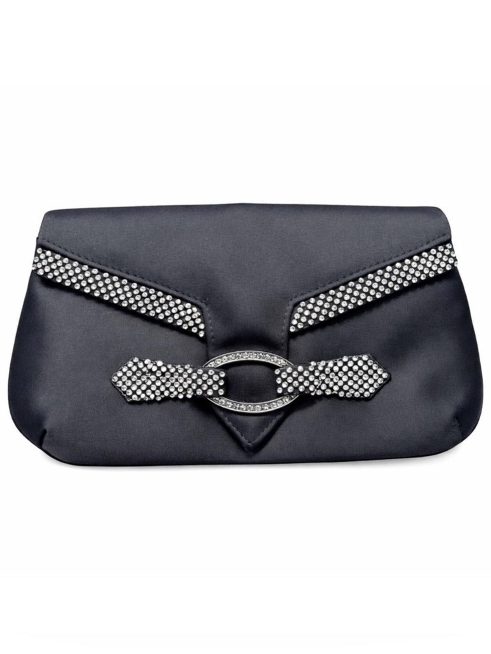 Kate Landry Dark Grey Rhinestone Evening Clutch Shoulder Bag